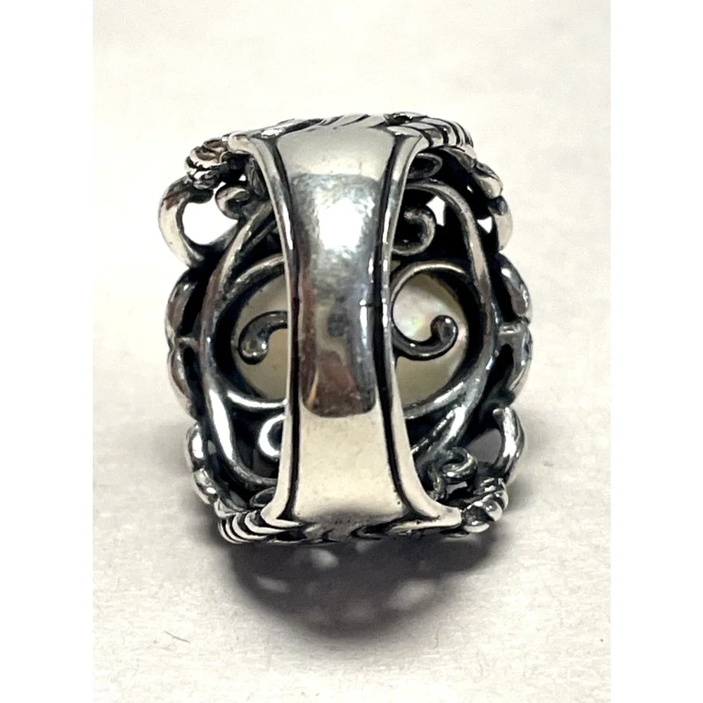 Carolyn Pollack 925 Sterling Silver Faceted Clear Stone Ring Size 7 Ornate